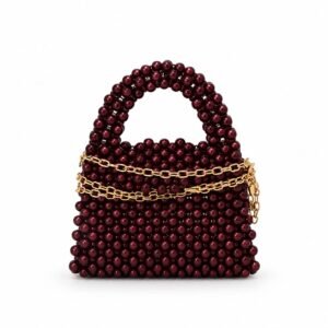Maroon Beaded Handbag