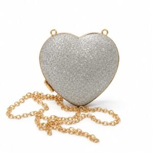 Silver Heart Shaped Clutch